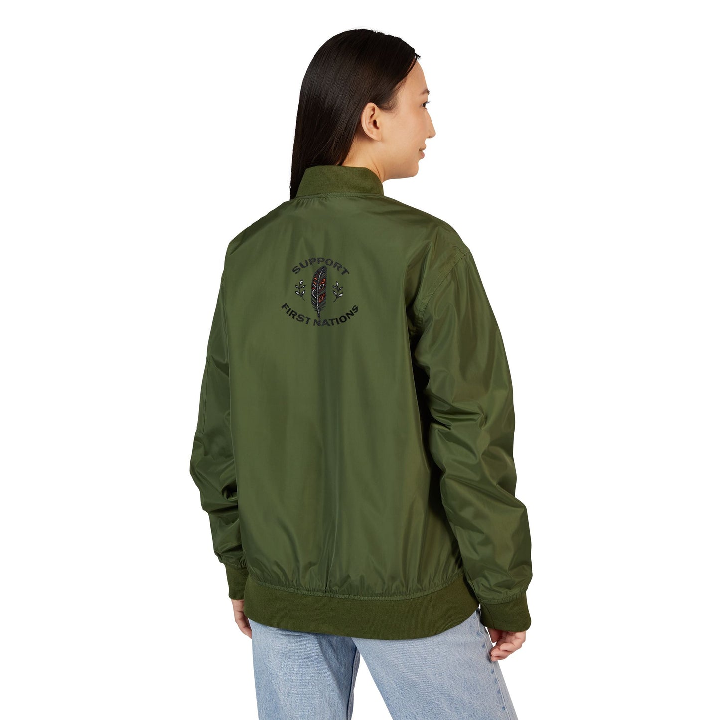 Support First Nations – Blouson aviateur brodé, un cadeau élégant pour lui/elle